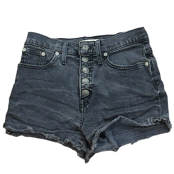 Madewell Black Button Fly Cut Off Short Shorts Size 25 - Picture 1 of 6